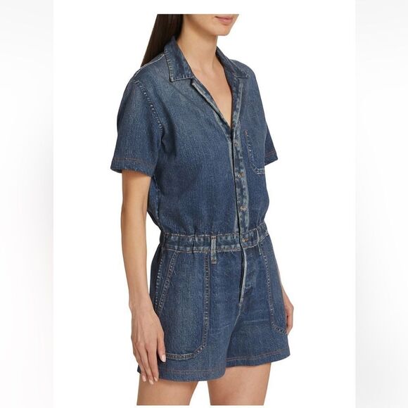 Rag & Bone Miramar Denim Cotton Romper Blue Women’s Size XS - Picture 4 of 14